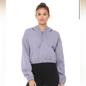 Alo Stadium Half Zip Hoodie in Blue Moon Purple Size Small